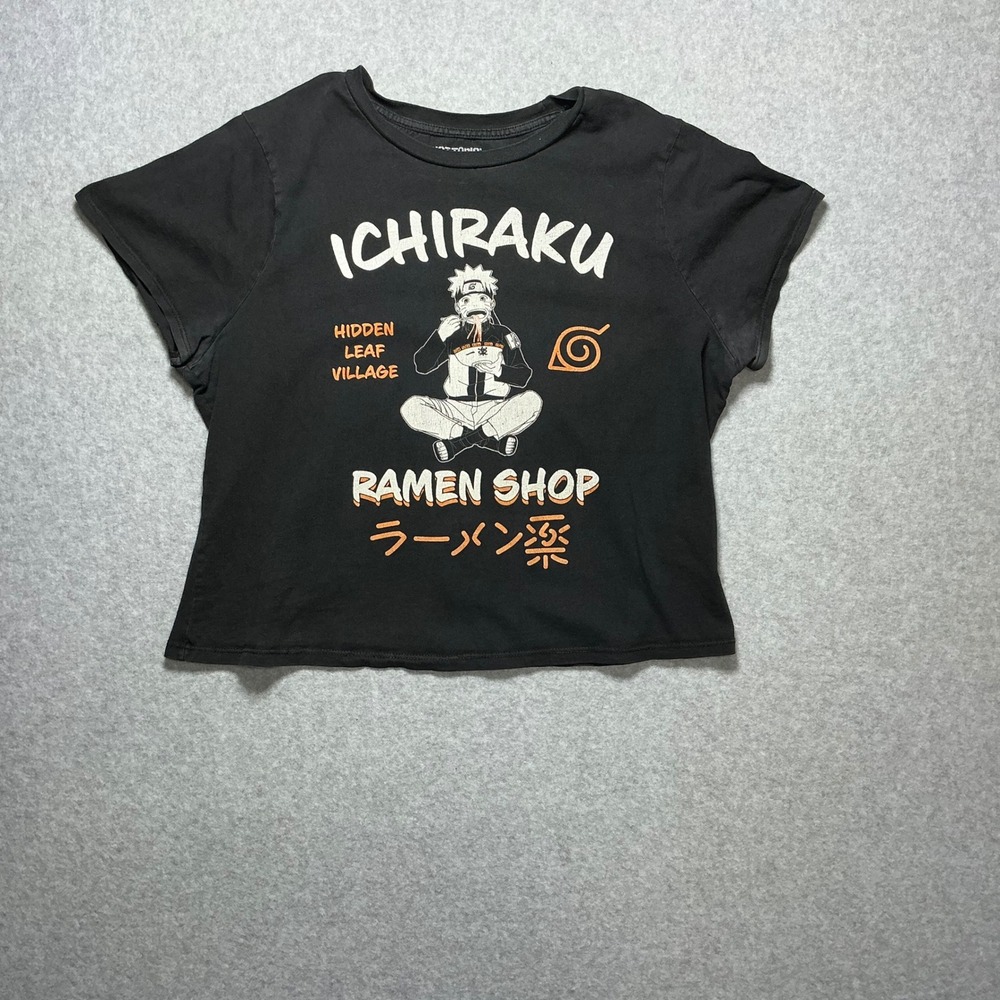 Hot Topic Naruto Shippuden Ichiraku Ramen Shop Crop Top Black Large